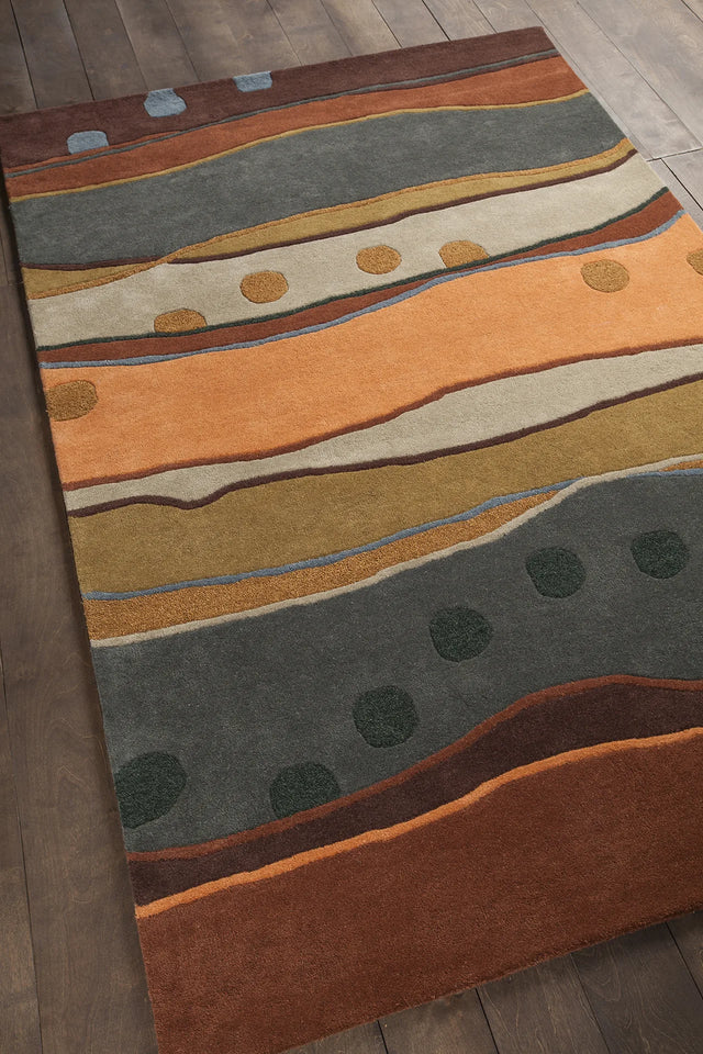 Chandra Antara ANT-117 Grey and Orange and Multi rug, angled side view