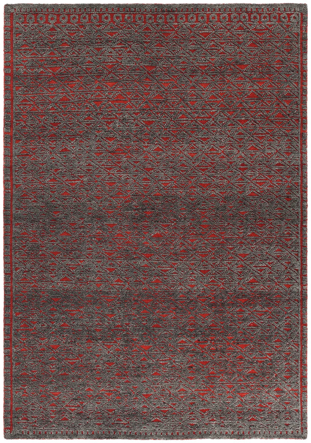 Chandra Ashton ASH-48702 Red and Grey rug, flat view