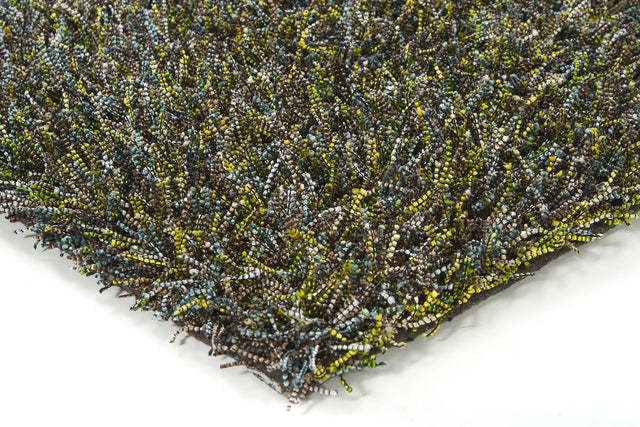 Chandra Astrid AST-14300 Yellow and Brown and Green and Blue and Ivory rug, corner detail