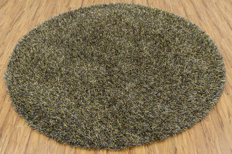 Chandra Astrid AST-14300 Yellow and Brown and Green and Blue and Ivory round rug, flat view