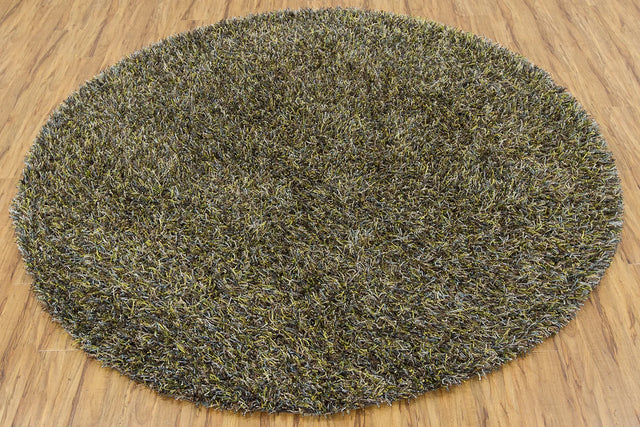 Chandra Astrid AST-14300 Yellow and Brown and Green and Blue and Ivory round rug, flat view
