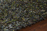 Chandra Astrid AST-14300 Yellow and Brown and Green and Blue and Ivory rug, side detail view