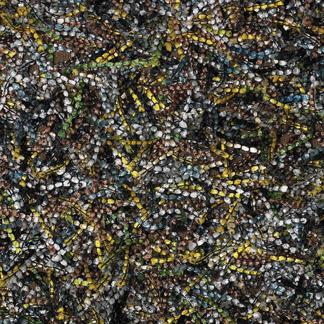 Chandra Astrid AST-14300 Yellow and Brown and Green and Blue and Ivory rug, texture close-up