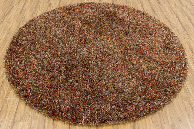 Chandra Astrid AST-14301 Red and Orange and Brown and Grey and Black round rug, flat view