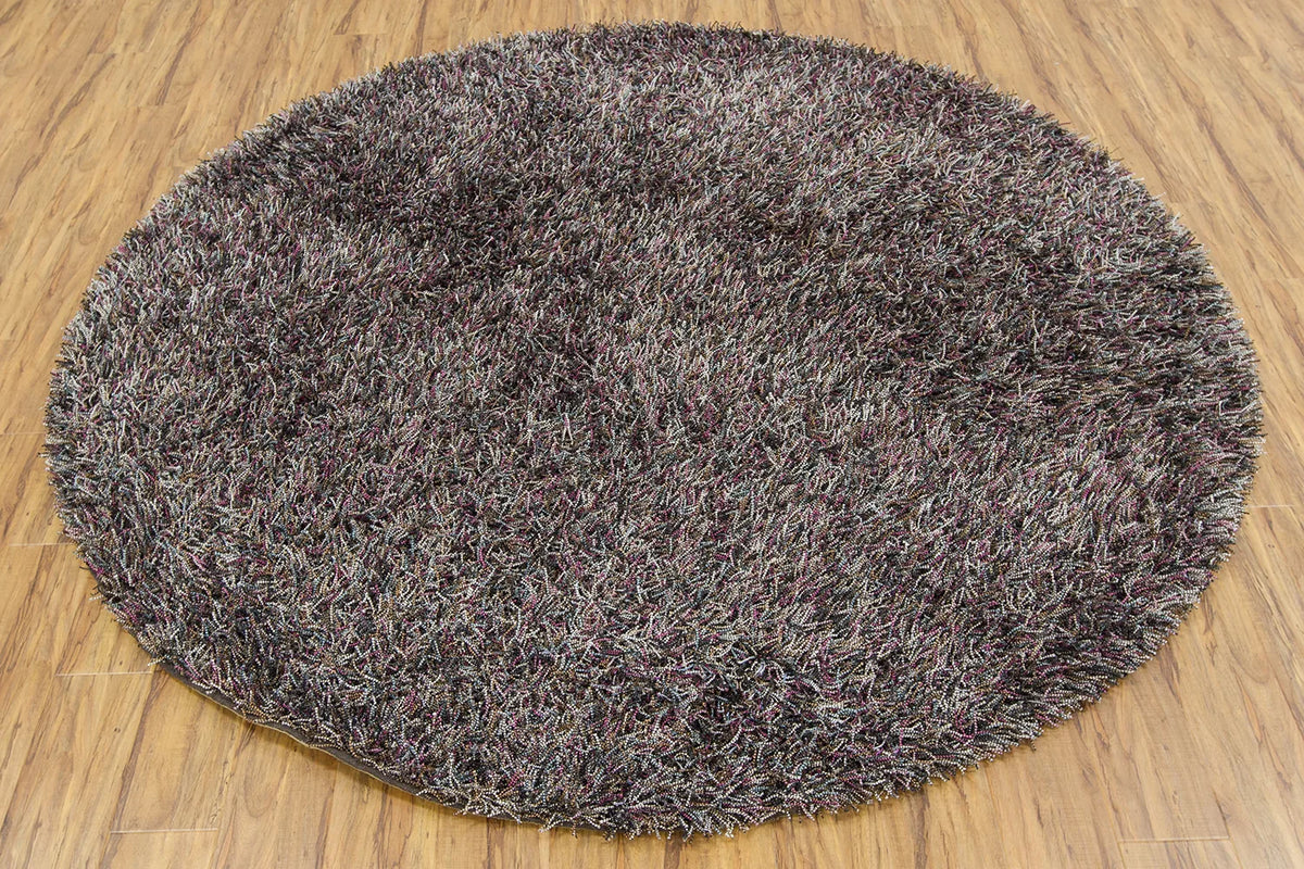 Chandra Astrid AST-14302 Purple and Blue and Brown and Grey and Ivory round rug, flat view