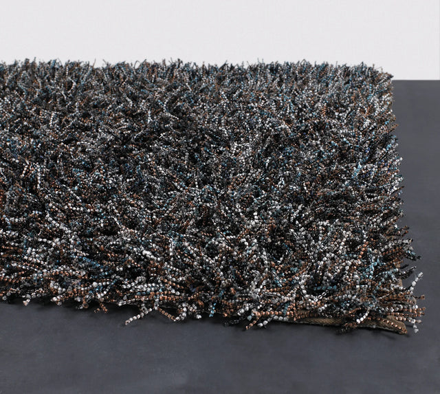 Chandra Astrid AST-14303 Brown and Blue and Grey and Black rug, corner detail