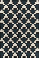 Chandra Avon AVO-34400 Blue and Black and White rug, flat view