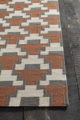 Chandra Avon AVO-34401 Rust and Grey and White rug, corner detail