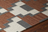 Chandra Avon AVO-34401 Rust and Grey and White rug, side detail view