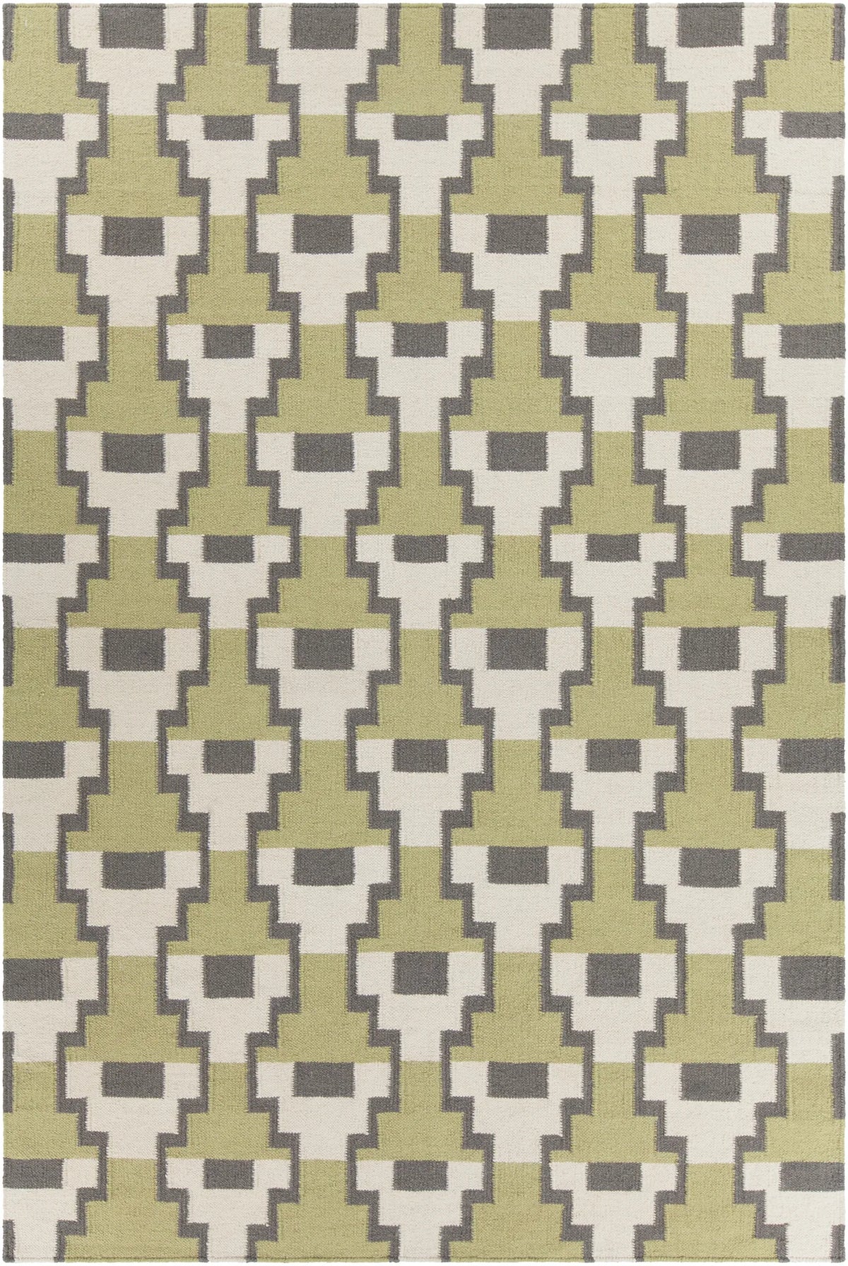 Chandra Avon AVO-34402 Green and Grey and White rug, flat view