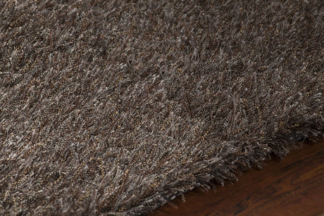 Chandra Barun BAR-21302 Brown and Ivory and Gold rug, side detail view