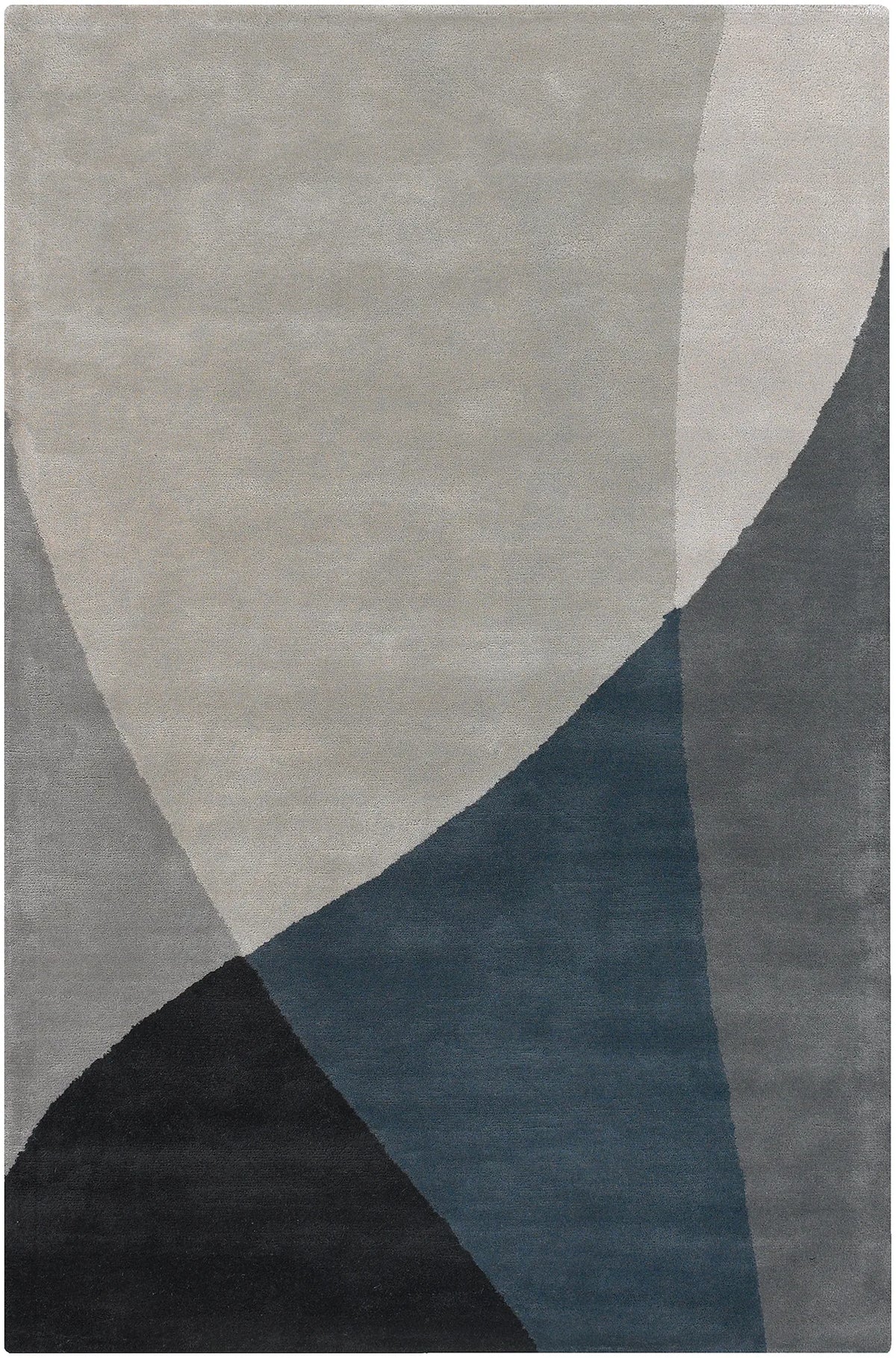 Chandra Bense Garza BEN-3003 Grey and Blue and Black rug, flat view