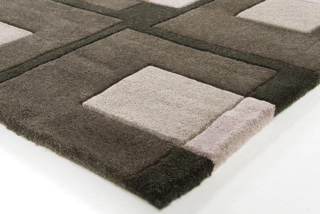 Chandra Bense Garza BEN-3009 Black and Grey and Ivory rug, corner detail