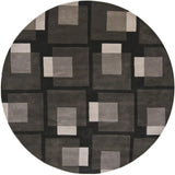 Chandra Bense Garza BEN-3009 Black and Grey and Ivory round rug, flat view