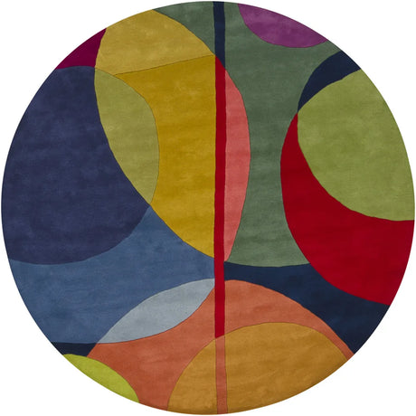 Chandra Bense Garza BEN-3010 Multi round rug, flat view