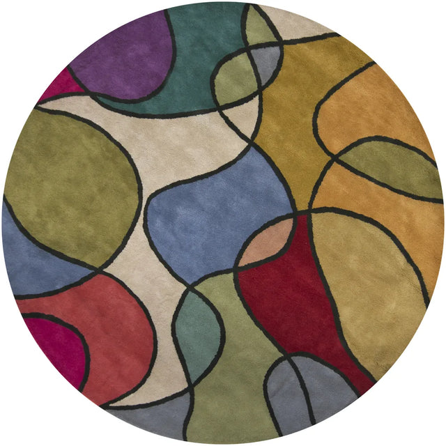 Chandra Bense Garza BEN-3011 Multi round rug, flat view