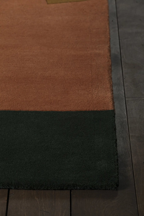 Chandra Bense Garza BEN-3014 Green and Orange rug, corner detail