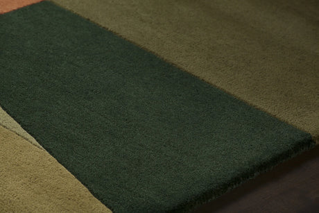 Chandra Bense Garza BEN-3014 Green and Orange rug, side detail view