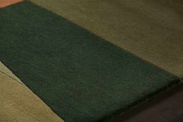 Chandra Bense Garza BEN-3014 Green and Orange rug, side detail view
