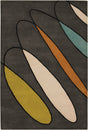 Chandra Bense Garza BEN-3020 Grey and Cream and Green and Orange and Blue and Black rug, flat view