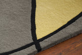 Chandra Bense Garza BEN-3020 Grey and Cream and Green and Orange and Blue and Black rug, side detail view