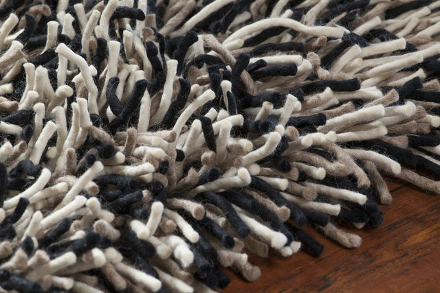 Chandra Big Jos BIG-20800 Black and Taupe and Ivory rug, side detail view