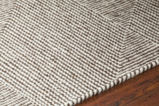 Chandra Bristol BRI-35808 Brown and White rug, side detail view