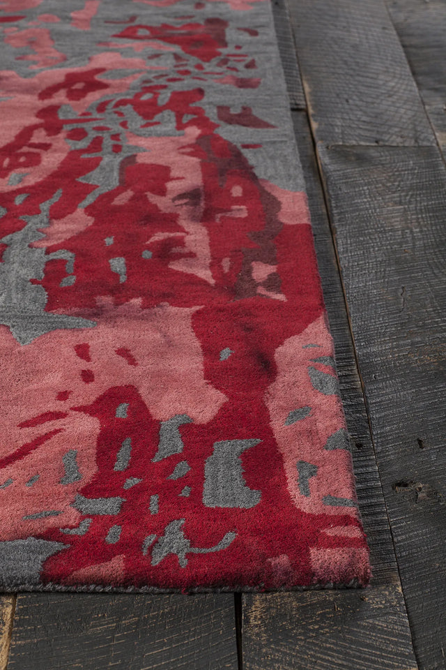Chandra Brynn BRY-42700 Red and Grey rug, corner detail