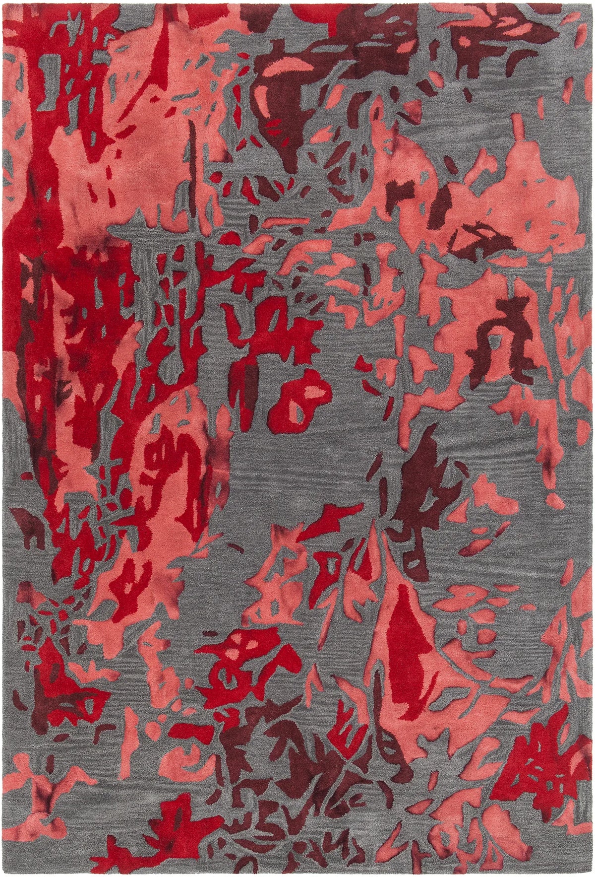 Chandra Brynn BRY-42700 Red and Grey rug, flat view