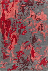 Chandra Brynn BRY-42700 Red and Grey rug, flat view