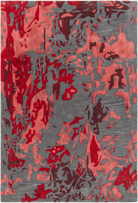 Chandra Brynn BRY-42700 Red and Grey rug, flat view