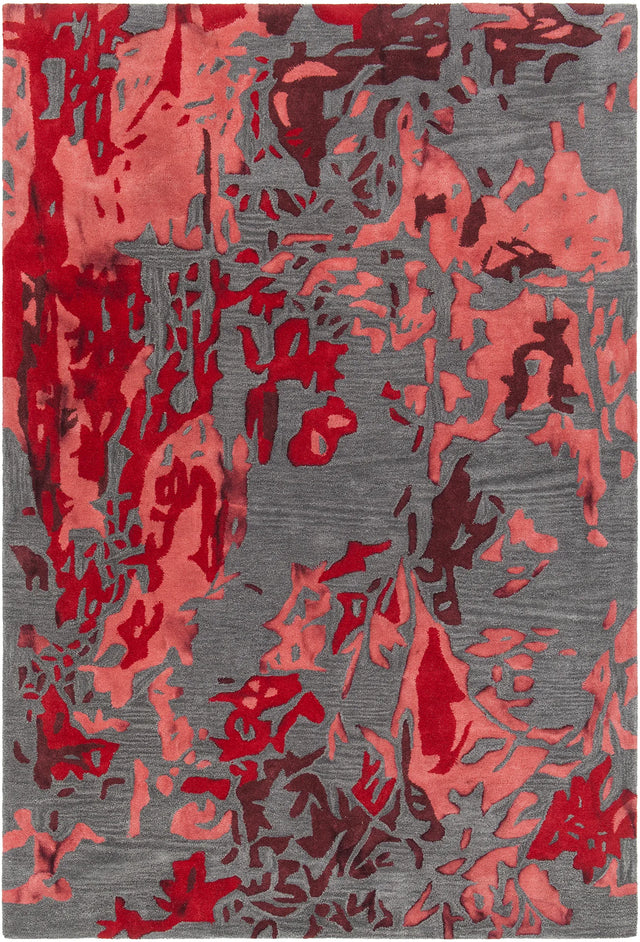 Chandra Brynn BRY-42700 Red and Grey rug, flat view