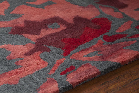 Chandra Brynn BRY-42700 Red and Grey rug, side detail view