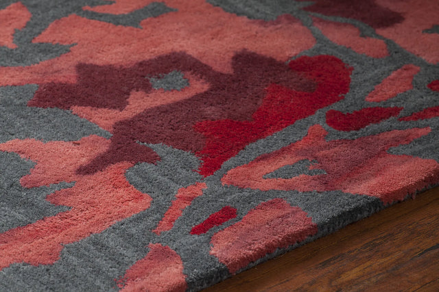 Chandra Brynn BRY-42700 Red and Grey rug, side detail view