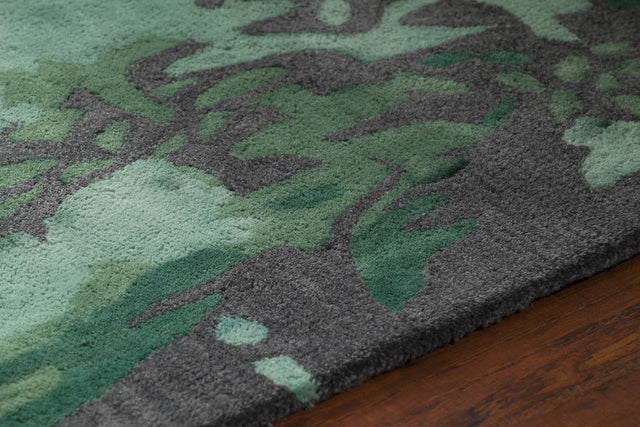 Chandra Brynn BRY-42701 Green and Grey rug, side detail view
