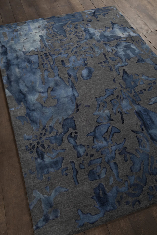 Chandra Brynn BRY-42702 Blue and Grey rug, angled side view