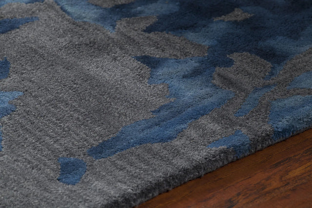 Chandra Brynn BRY-42702 Blue and Grey rug, side detail view
