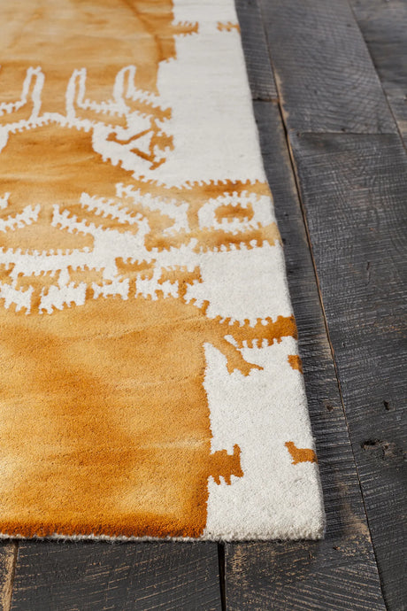 Chandra Cailin CAI-42001 Orange and White rug, corner detail