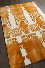 Chandra Cailin CAI-42001 Orange and White rug, angled side view