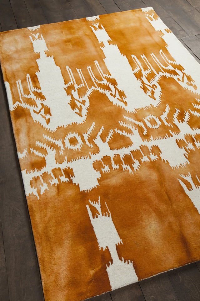 Chandra Cailin CAI-42001 Orange and White rug, angled side view