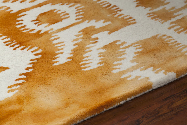 Chandra Cailin CAI-42001 Orange and White rug, side detail view