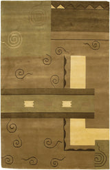 Chandra Aadi Aad1335 Green / Brown / Light Gold Rugs.