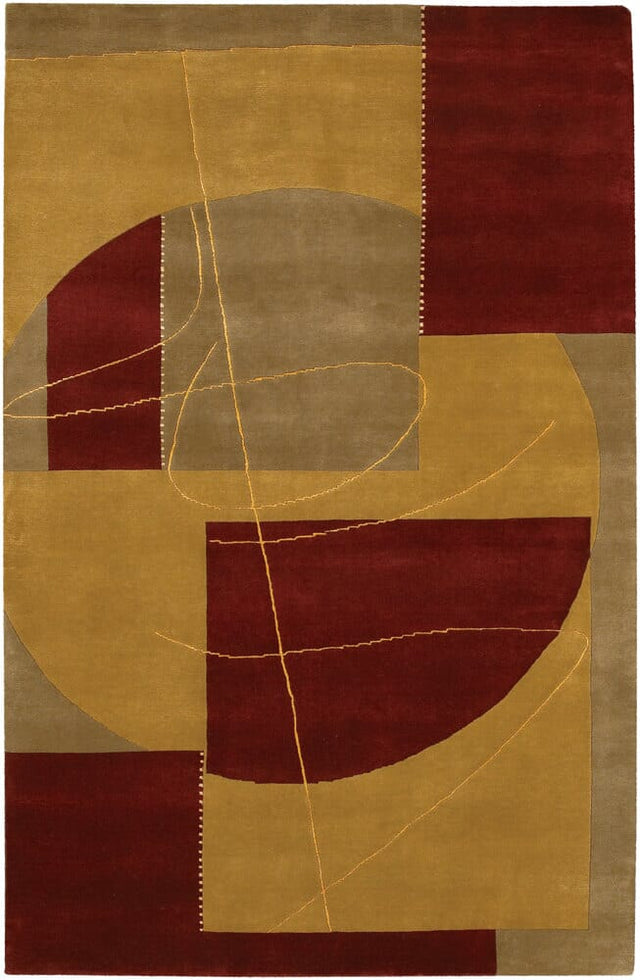 Chandra Aadi Aad1351 Gold / Burgundy / Brown Rugs.