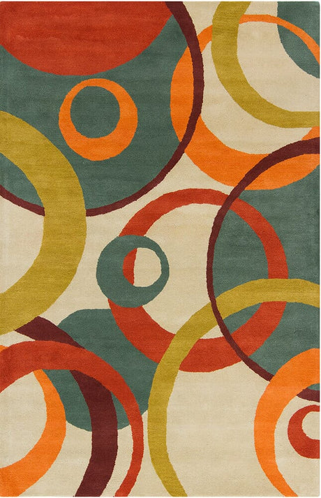 Chandra Allie All03 Orange / Rust / Green / Cream Rugs.