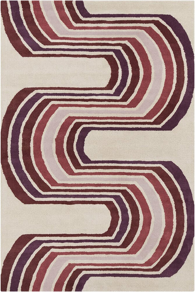 Chandra Allie All203 Cream / Purple / Burgundy Rugs.