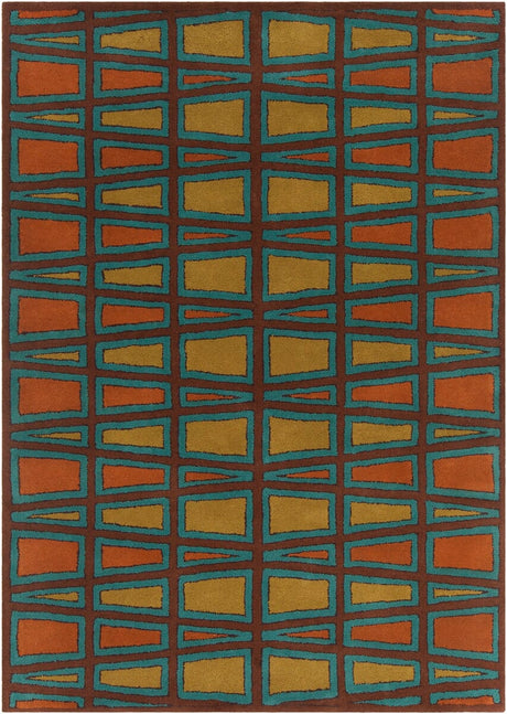 Chandra Allie All306 Brown / Yellow / Orange / Blue Rugs.