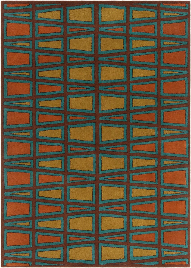 Chandra Allie All306 Brown / Yellow / Orange / Blue Rugs.