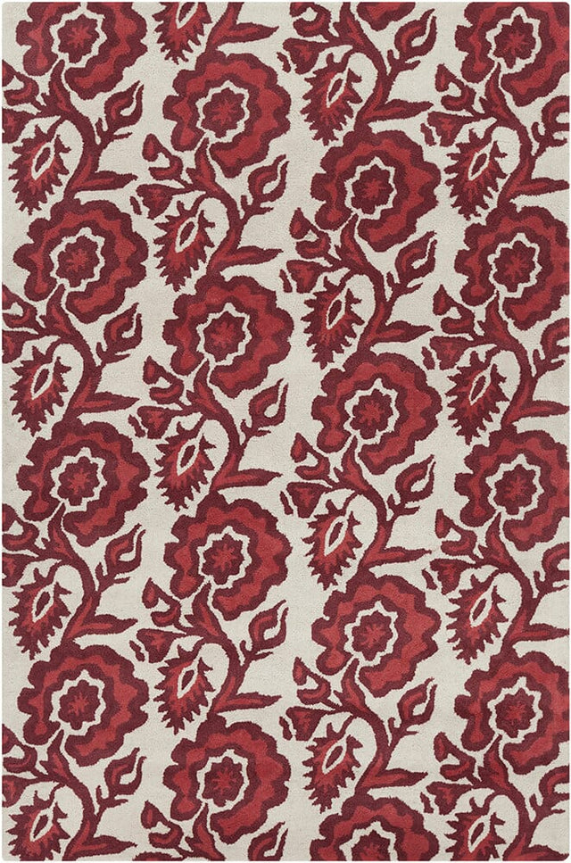 Chandra Allie All70 White / Red / Burgundy Rugs.