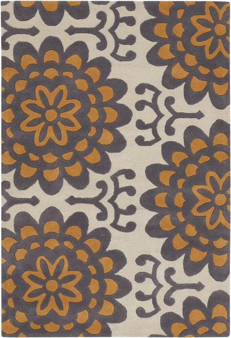 Chandra Amy Butler Amy13201 Beige / Burnt Orange / Charcoal Rugs.