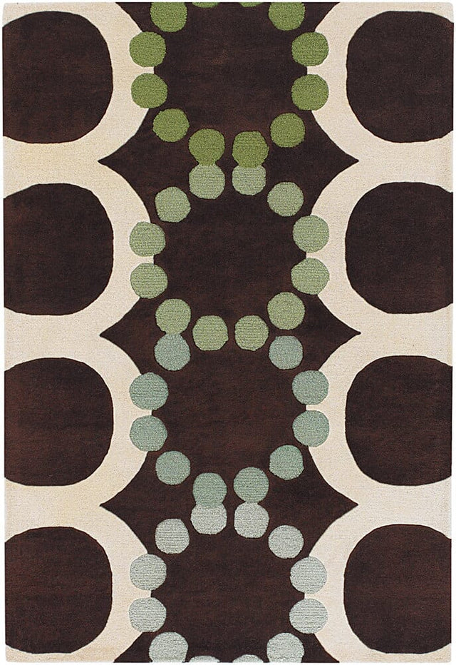 Chandra Avalisa Avl6140 Dark Brown / Green / White Rugs.